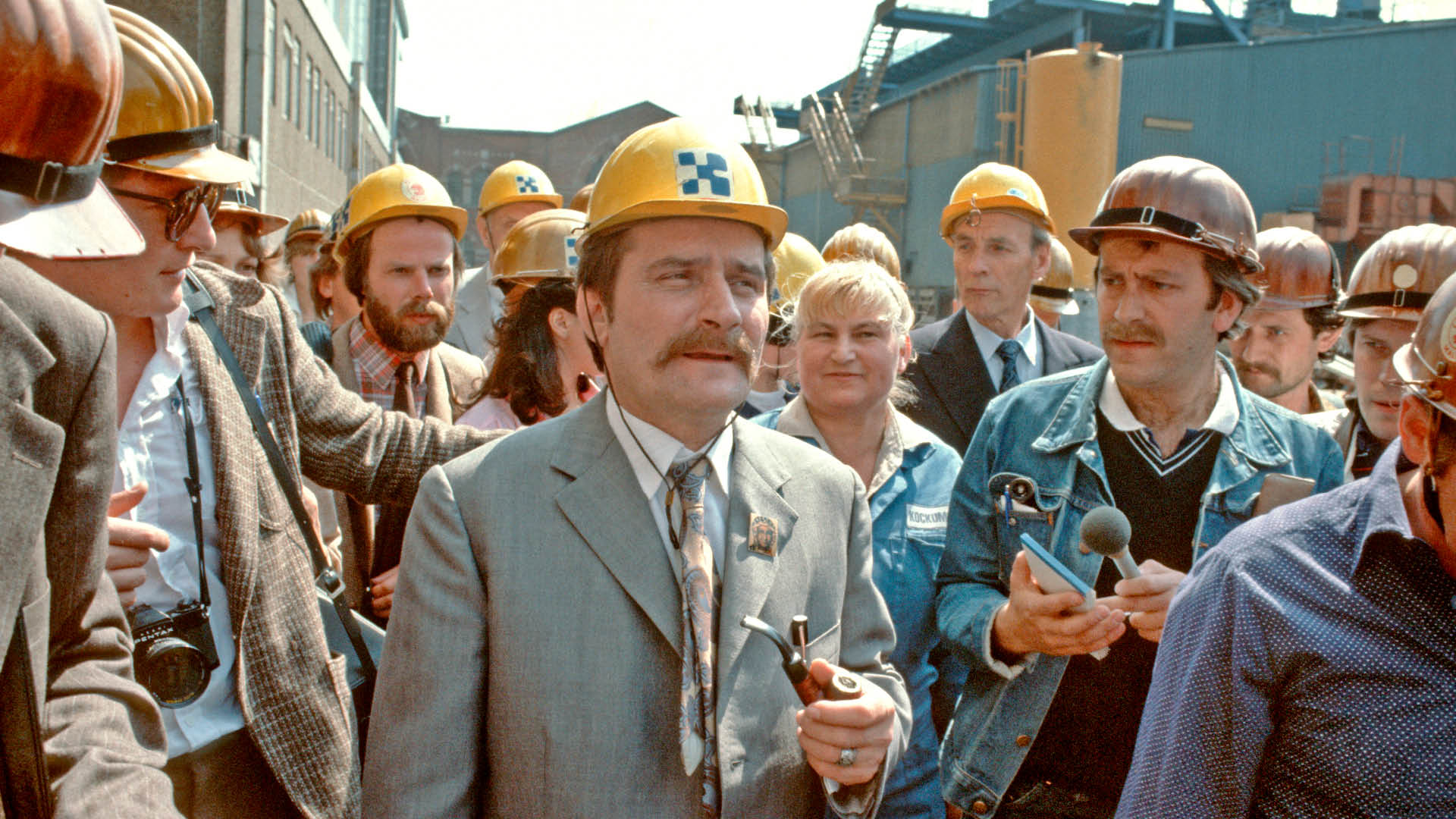 Solidaritet’s union leader Lech Walesa at the shipyard in Gdansk.